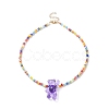 Acrylic Bear & Glass Seed Beaded Necklace for Women NJEW-JN03930-3