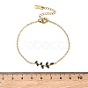 304 Stainless Steel Rhinestone Leaf Link Bracelets SA-CBA5F76-03G-03-5
