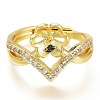 Adjustable Brass Finger Cup Peg Ring Settings ZIRC-I049-03G-2