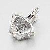 Anti-Tarnish Trendy Rhodium Plated 925 Sterling Silver Micro Pave Cubic Zirconia Pinch Bails X-STER-M088-01-2