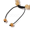 8mm Round Natural Topaz Jade Braided Bead Bracelets BJEW-C067-01B-24-4