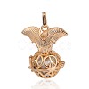 Golden Plated Brass Hollow Round Cage Pendants KK-J252-09G-2