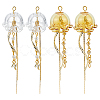 4Pcs 2 Colors Brass & Glass Pendants PALLOY-GA00057-1