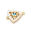 Brass Micro Pave Clear Cubic Zirconia & Shell Connector Charms KK-M303-03G-11-2
