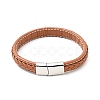 Cowhide Braided Flat Cord Bracelet with 304 Stainless Steel Magnetic Clasps BJEW-H552-01P-02-2