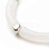 White Acrylic Curved Tube Chunky Stretch Bracelet with CCB Plastic for Women BJEW-JB08126-01-5