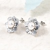Brass Micro Pave Cubic Zirconia Enamel Stud Earrings CU-CBABA66-12B-P-2