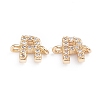 Brass Micro Pave Cubic Zirconia Letter Links ZIRC-I042-16G-R-1