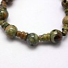 Natural Rhyolite Jasper 3-Hole Guru Bead Strands G-K149-09-2