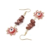 Evil Eye Natural Red Jasper Chip & Seed Beads Dangle Earrings EJEW-MZ00166-03-4