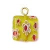 Square Handmade Millefiori Glass Pendants PALLOY-JF02486-2