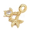 Brass Pave Clear Cubic Zirconia European Dangle Charms KK-N271-43G-2