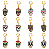 12Pcs 6 Style Alloy Enamel Pendant Locking Stitch Markers HJEW-ME00006-1