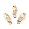 Brass Micro Pave Clear Cubic Zirconia Lobster Claw Clasps ZIRC-I043-31A-G-1