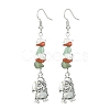 Christmas Theme Tibetan Style Alloy Dangle Earrings with Brass Pins EJEW-JE05307-2