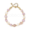 Natural Kunzite Nuggets and Potato Natural Cultured Freshwater Pearl Beaded Bracelets BJEW-JB14388-3