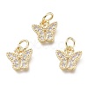 Brass Micro Pave Clear Cubic Zirconia Pendants KK-P188-N01-G-1