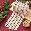 5 Rolls 5 Patterns Single Face Printed Cotton Satin Ribbons OCOR-YW0001-04-6