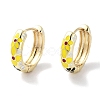 Golden Brass Enamel Flower Print Hoop Earrings for Women EJEW-L269-116G-2