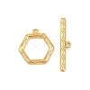 Hexagon Brass Toggle Clasps KK-G548-40G-3