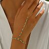 Vintage Brass Rhinestone Link Ring Bracelets for Women VP5559-2-1