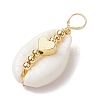 Natural Cowrie Shell Copper Wire Wrapped Pendants PALLOY-JF02932-02-3