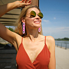 5 Pairs 5 Colors Acrylic Cable Chains Dangle Stud Earrings EJEW-AN0004-06-6
