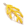 Handmade Glass Seed Beaded Leaf Shape Pendants PALLOY-MZ00935-03-3