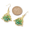 Christmas Tree Alloy & Glass Dangle Earring EJEW-TA00448-3