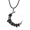 2Pcs 2 Styles Tibetan Style Alloy Moon Pendant Necklaces Set NJEW-JN04608-4