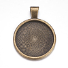 Flat Round Alloy Pendant Cabochon Settings PALLOY-A15654-AB-2