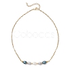 Natural Pearl Rice Beaded Necklaces with 304 Stainless Steel Paperclip Chains NJEW-JN05977-01-3