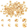 AHADERMAKER 120Pcs 4 Style Brass Crimp Beads Covers KK-GA0001-36A-1