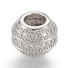 Brass Micro Pave Cubic Zirconia European Beads ZIRC-F062-12-3