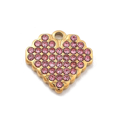 304 Stainless Steel Rhinestone Charms STAS-M092-06G-1