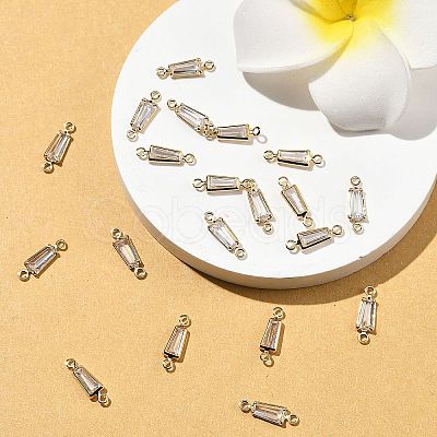 SHEGRACE Brass Pave Cubic Zirconia Trapezoid Connector Charms XGRQ2O049-444A-G-1