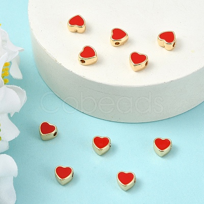 10Pcs Brass Enamel Beads KK-YW0004-20-1