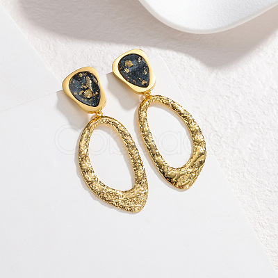 304 Stainless Steel & Resin Dangle Stud Earrings WG5B935-02-1