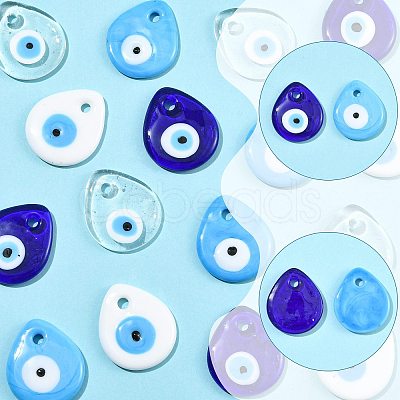 16Pcs 4 Colors Handmade Lampwork Evil Eye Pendants LAMP-FS0001-69-1