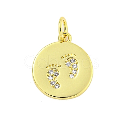 Round Rack Plating Brass Micro Pave Clear Cubic Zirconia Pendants KK-U021-01G-1