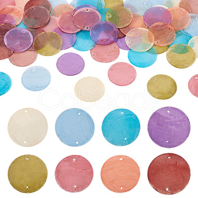 80Pcs 8 Colors Dyed Natural Capiz Shell Connector Charms BSHE-TA0001-21-1