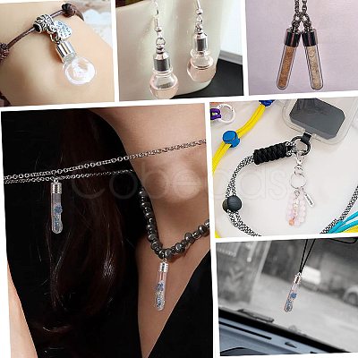 12Pcs 2 Style Clear Glass Tube Wish Bottle Pendants FIND-PH0017-07-1