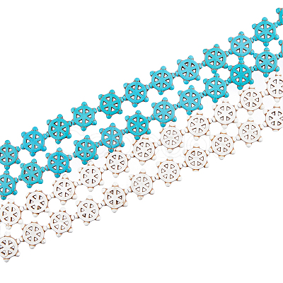 SUPERFINDINGS 4 Strands 2 Colors Ocean Theme Synthetic Turquoise Beads Strands G-FH0001-93-1