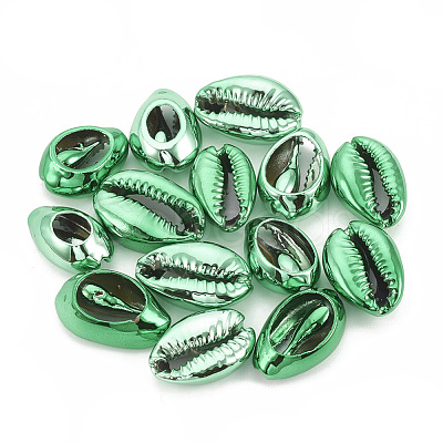 Electroplated Natural Cowrie Shell Beads X-SSHEL-S258-06B-1