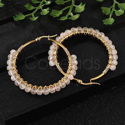 Beaded Hoop Earrings X-EJEW-JE03830-03-1