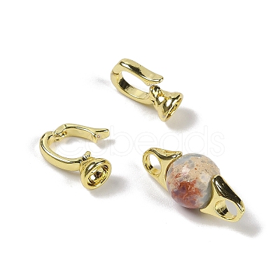Natural Shoushan Stone with Brass Fold Over Clasps G-G141-03G-07-1