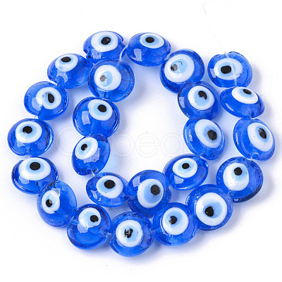 Handmade Evil Eye Lampwork Beads Strands LAMP-R143-04B-1