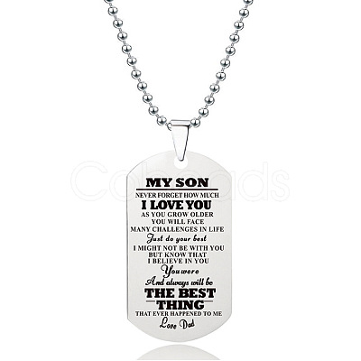 201 Stainless Steel To My Son Dog Tag Pendant Ball Chain Necklaces FS-WG527E6-17-1
