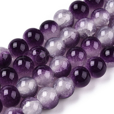 Crackle Baking Paint Imitation Jade Glass Beads Strands DGLA-T003-10mm-13-1