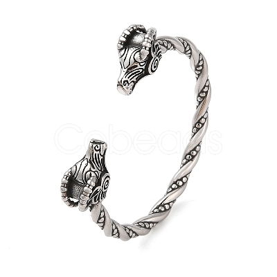 Viking 304 Stainless Steel Open Cuff Bangles for Men BJEW-U001-07G-G-1